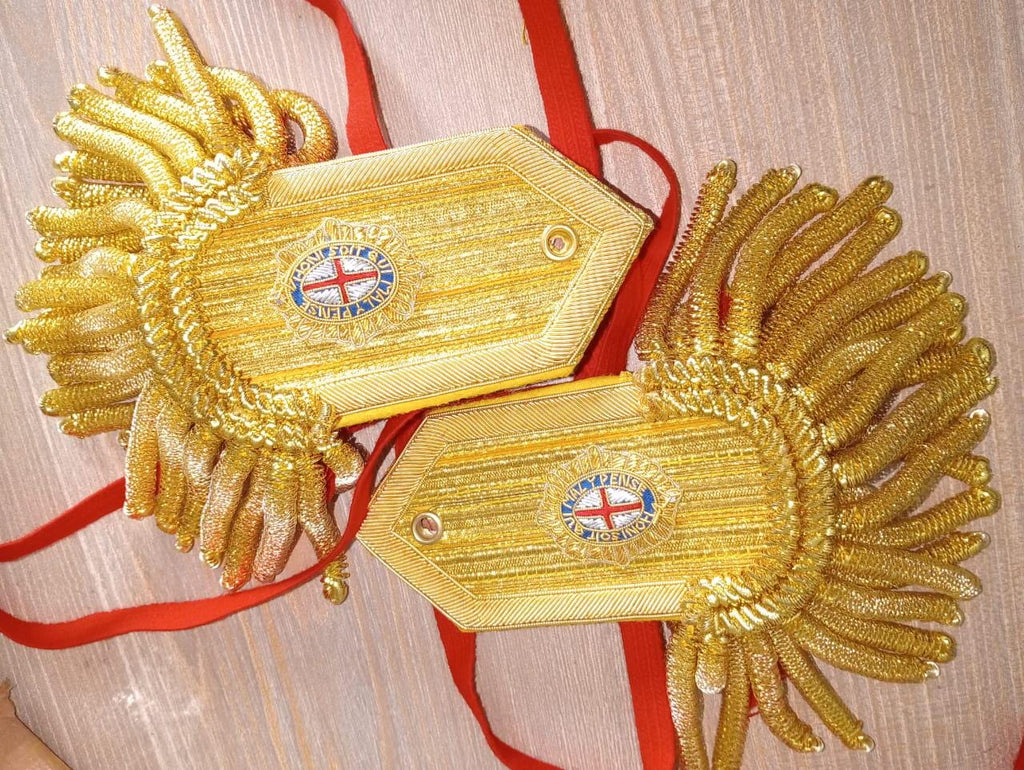 British Empire Officer Epaulettes: Gold Shoulder Tassels, Reenactment Costume
