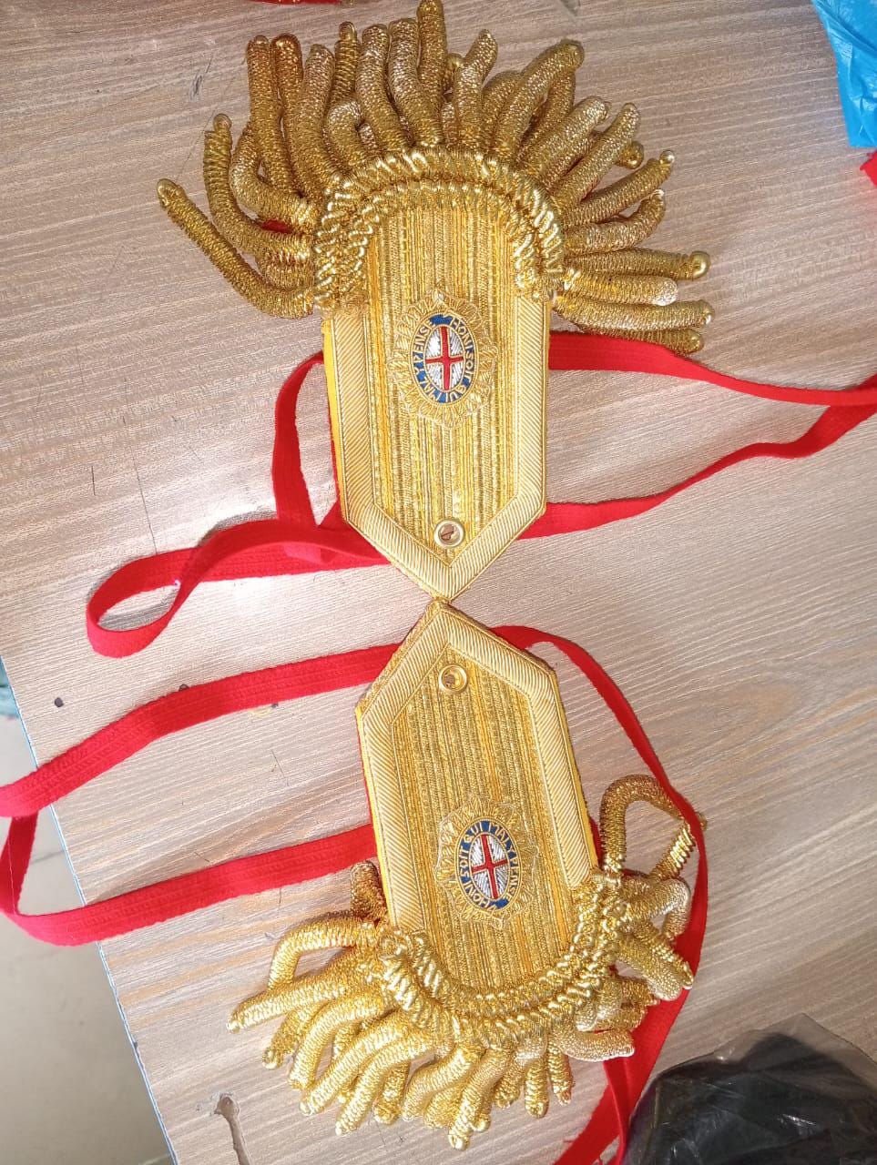 British Empire Officer Epaulettes: Gold Shoulder Tassels, Reenactment Costume