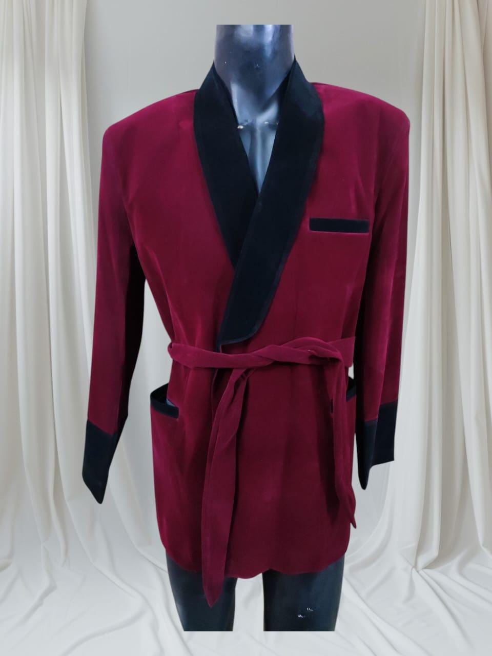Party Wear Velvet Smoking coat robe style | Men's Velvet Smoking Coat | Luxury Party Wear Velvet Blazer |  Classic Burgundy Velvet Jacket