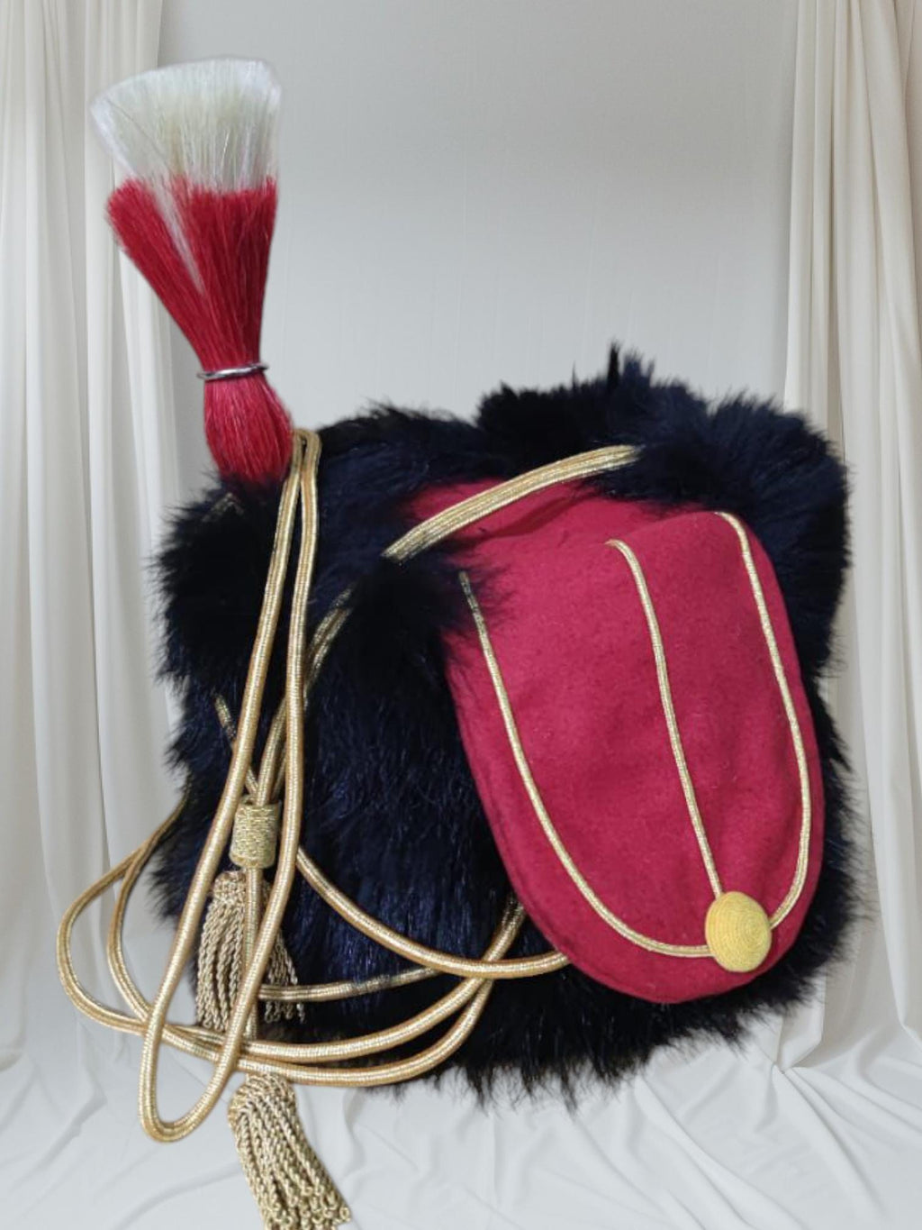 Napoleonic Canadian 8th Hussars Princess Louise's Officer Busby Hat: Leather, Original Hairs